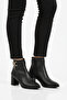 Black Fur Lined Zippered Women's Heeled Boots Pc-54975 Z