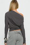 Asymmetric shoulder detailed long sleeve blouse 9208 - 4