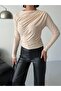 Stretchy Sandy Fabric Half-Neck Crocodile Pattern Long Sleeve Blouse - 4