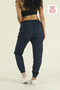 Women's Navy Blue Relaxed Fit Parachute Fabric Quick Dry Elasticated Leg Hem Sweatpants - 3