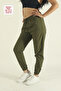 Women's Khaki Relaxed Fit Parachute Fabric Quick Dry Elasticated Leg Hem Sweatpants - 6