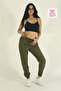 Women's Khaki Relaxed Fit Parachute Fabric Quick Dry Elasticated Leg Hem Sweatpants