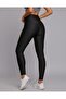 Women's Black High Waist Shaping / Sculpting Shiny Leggings - Oversized Sweatshirt Set - 6