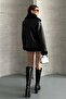 معطف جلدي نسائي أسود من Shearling Ov قصة فضفاضة uni - معطف جلدي من Shearling للدراجات النارية - 7