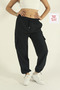 Women's Black Baggy Cut Parachute Fabric Leg Clip Oversized Pants - 2