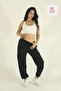 Women's Black Baggy Cut Parachute Fabric Leg Clip Oversized Pants