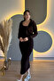 Zippered Cardigan Suspender Dress Brown Double Set - 6