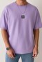 Men's Lilac Free Life Printed Oversized T-Shirt