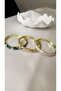 Women's Green Color Flower Patterned, Enamel Bracelet - 3