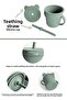 7-Piece Feeding Set - Silicone Bib, Straw Cup, Vacuum Plate, Spoon, Snack Container, Green - 3
