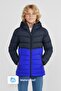 Boy's Cobalt Blue-Navy Blue Windproof Water Resistant Hooded Sports Coat