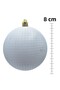 Christmas Pine Tree Ornament White 8 cm Figured Matte 6-Piece Cici Ball - 2