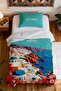 100% Cotton Santorini Coast Patterned Single Pique Set - 4