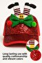 Red Sequined Christmas Hat – Party Accessory Suitable for All Ages with Boot Figure, Pompom and Bow Detail - 3