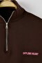 Brown Slogan Embroidered Zippered Collar Oversized Sweatshirt Tbbaw26Ao00045 - 7