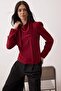 Bordo Şal Detaylı Degaje Yaka Dokuma Bluz TWOAW26BZ00284