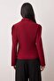 Bordo Şal Detaylı Degaje Yaka Dokuma Bluz TWOAW26BZ00284 - 4