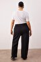 Siyah Kontrast Biye Detaylı Wide Leg/Geniş Paça Büyük Beden Eşofman Altı TBBAW26AJ00006 - 4
