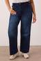 Gece Mavisi Yüksek Bel Geniş Paça Büyük Beden Wide Leg Jeans TBBAW26CJ00040 - 3