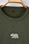 Khaki Plus Size Oversize/Wide Cut Animal Embroidered Fleece Inside Sweatshirt Tmnaw24Ao00011 - 2