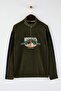 Haki Unisex Oversize/Geniş Kesim Dik Yaka Şehir Nakış Anti-pilling Polar Sweatshirt TMNAW24SW00034 - 6