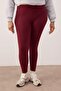 Bordo Soft Fırçalı Kumaş Reflektör Baskı Detaylı Tam Boy Örme Spor Tayt TBBAW26BV00007 - 3