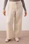 Ekru Pamuklu Gabardin Kemerli Wide Leg/Geniş Paça Pantolon TBBAW26AR00025 - 5