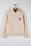 Stone Teddy Bear Embroidered Zippered Collar Oversized Sweatshirt Tbbaw26Ao00041 - 5