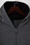 Anthracite Regular/Normal Cut Zippered Hooded Textured Sweatshirt Tmnaw26Sw00067 - 7