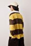 Sarı Çizgili Polo Yaka Oversize/Geniş Kalıp Örme Sweatshirt TWOAW26SW00051 - 4