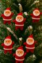 Santa Claus Christmas Pine Tree Ornament 6 Pieces 5 Cm Red Color Clothed White Bearded New Year Ornament