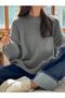 Women's Thessaloniki Knit Gray Oversized Sweater, Women's Sweater - 2