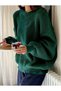 Women's Thessaloniki Knitwear Nefti Green Oversized Sweater, Women's Sweater - 3