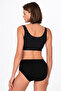 Women's High Waist Cotton Ribbed Slip Panties 3-Pack - Flexible & Comfortable |   Black K0305 - 3