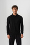 Men's Black Borz Embroidery Detailed Durable Flexible Fabric Slim-Fit Polo Collar T-Shirt - 3