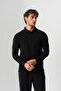Men's Black Borz Embroidery Detailed Durable Flexible Fabric Slim-Fit Polo Collar T-Shirt - 8