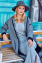 Shawl Collar Snap Fastener Long Knitwear Cardigan - Dark Gray - Black