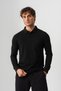 Men's Black Borz Embroidery Detailed Durable Flexible Fabric Slim-Fit Polo Collar T-Shirt - 7