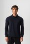 Men's Navy Blue Borz Embroidery Detailed Durable Flexible Fabric Slim-Fit Polo Collar T-Shirt - 3