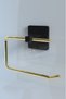 Adhesive Stainless Gold Long Towel Holder WC Paper Holder and Circle Towel Holder Bathroom Kitchen Set of 3 - 4
