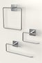 Adhesive Silver Roll Towel Holder WC Paper Holder and Square Towel Holder Bathroom Kitchen Set of 3