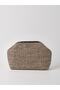Heybes Women's Black Piped Striped Jute Straw Clutch Handbag - 2