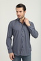 Regularfit Navy Blue Striped Men's Shirt Stretch Fabric Stretch Fabric Collar with Button at the Bottom Ar0720711-07 - 2