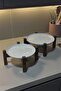 Alpina 2-Piece Black Bamboo Pedestal Porcelain Presentation Plate Set 17 cm and 20 cm, Service Plate - 6