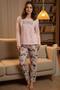 Premium Women's Long Sleeve Pajama Set Pink - 2