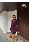 Plum Waist-Fitted Shawl Detailed Design Blazer Jacket - 5
