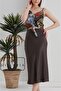 Verev Viscose Satin Fabric Bitter Brown Midi Length Skirt - 3