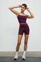 Shavonte Women's Stretchy and Soft-Textured Underbust Sports Bustier with Piped Pads in Burgundy - 3