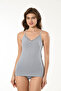 Women's Cotton Thread Strap Lace V-Neck 4-Pack (Powder, Green, Blue, White) Color Tank Top - 6