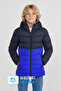 Boy's Windproof Thick Fiber Filled Winter Navy Blue-Sak Hooded Coat